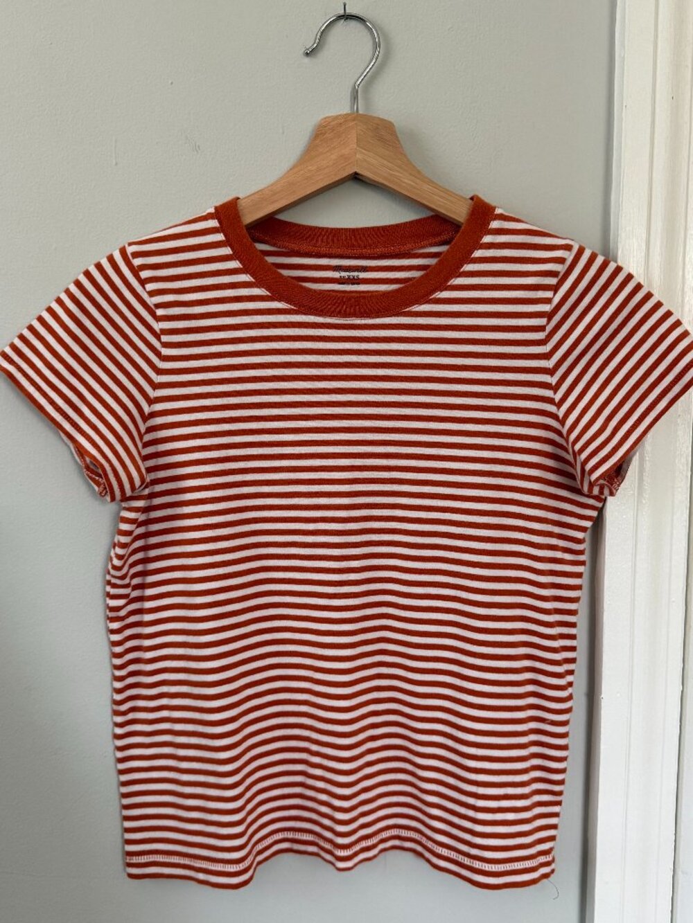 Madewell Rust & White Striped Ringer Tee | Size XXS